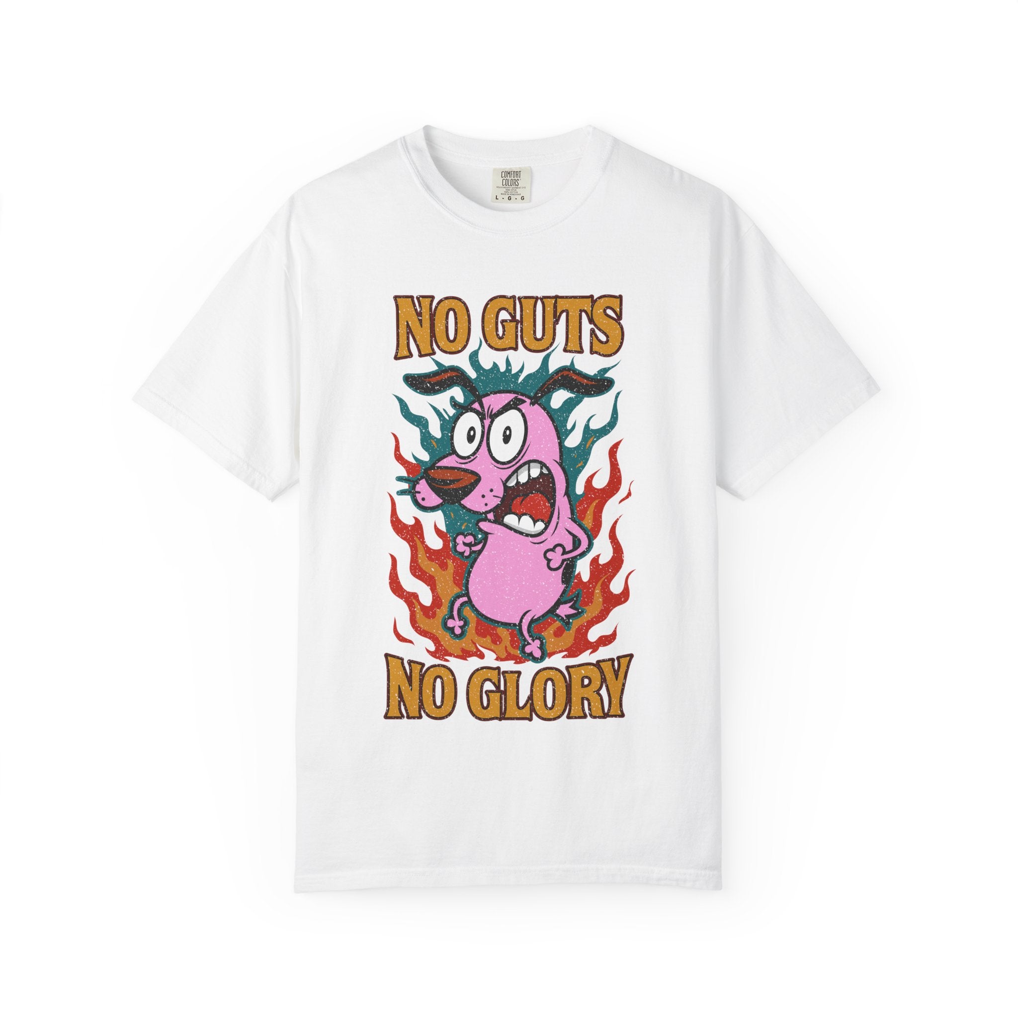 No Guts No Glory Cowardly Cartoon Dog T-Shirt, Retro Cartoon Tee, Unisex Graphic Tee, Funny Trendy Shirt cartoon character