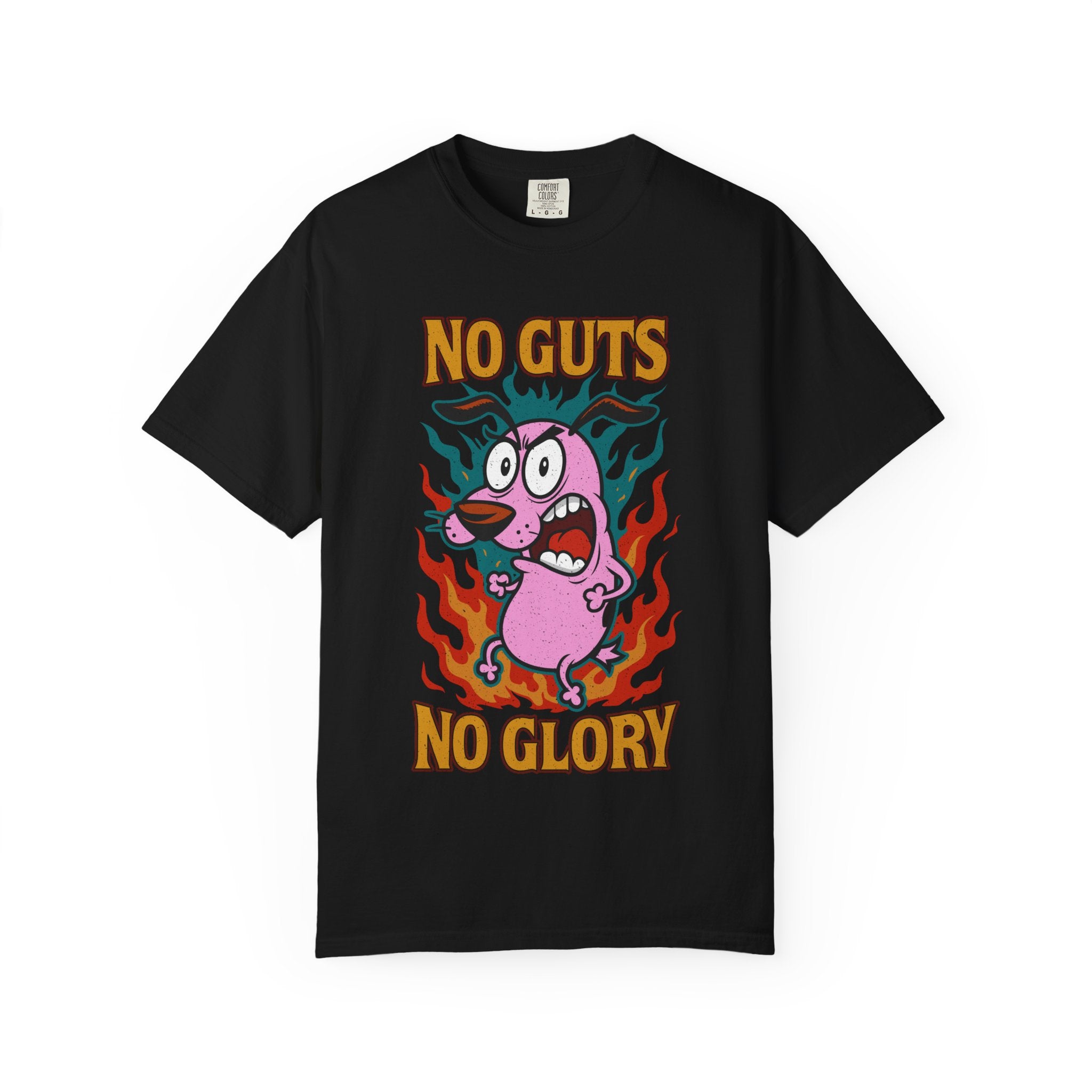 No Guts No Glory Cowardly Cartoon Dog T-Shirt, Retro Cartoon Tee, Unisex Graphic Tee, Funny Trendy Shirt cartoon character