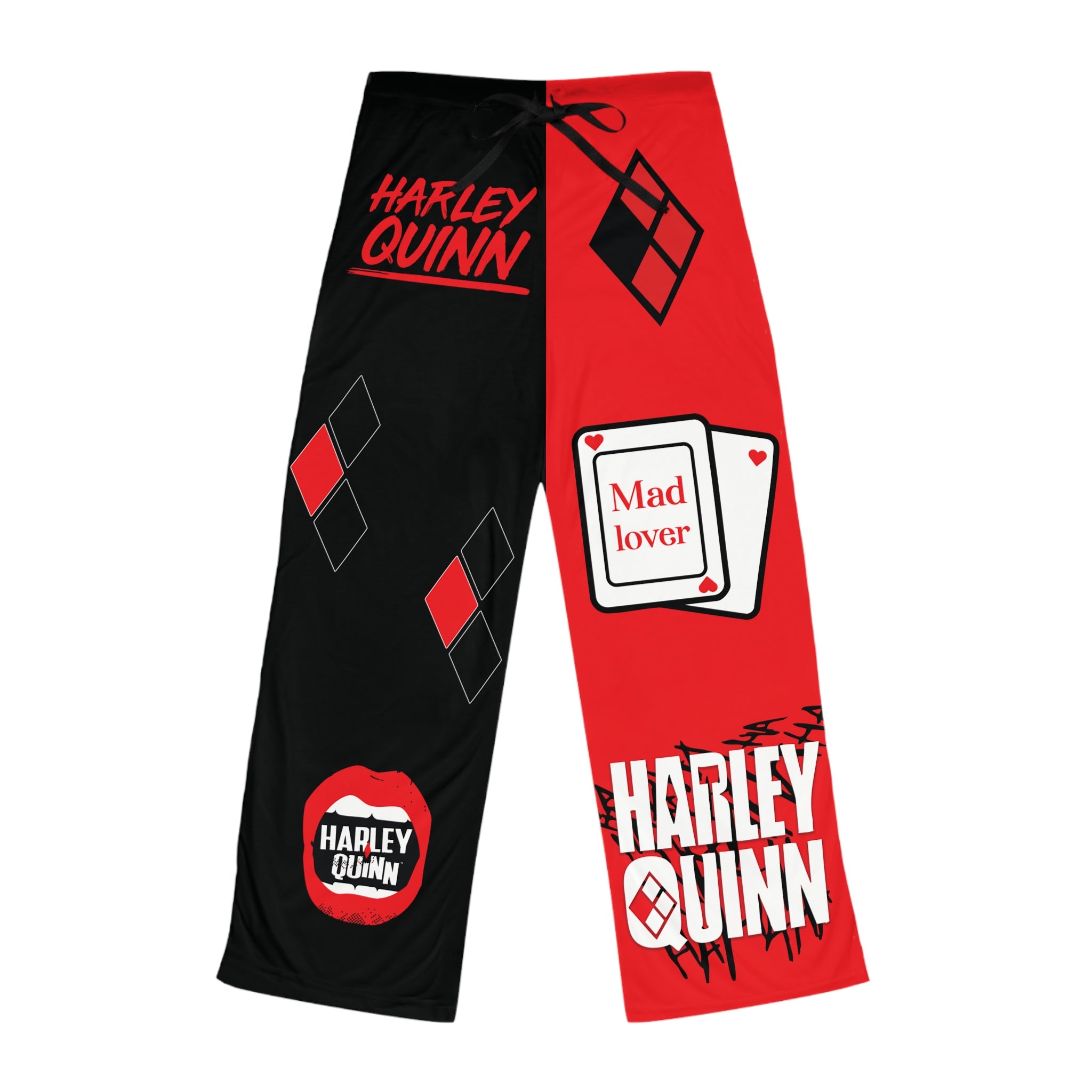 Harley Quinn Women's Pajama Pants, Cozy Sleepwear, Costume Red and Black Loungewear, Perfect for Halloween, Comic Fans, Gifts