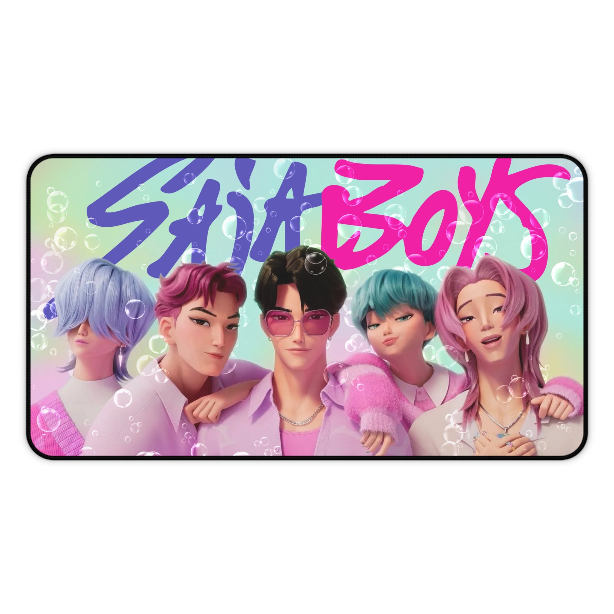 Soda Pop Style Demon Hunter Desk Mat Aesthetic, K-Pop Inspired Idol Illustration Mouse Pad, Matching Desk Accessories