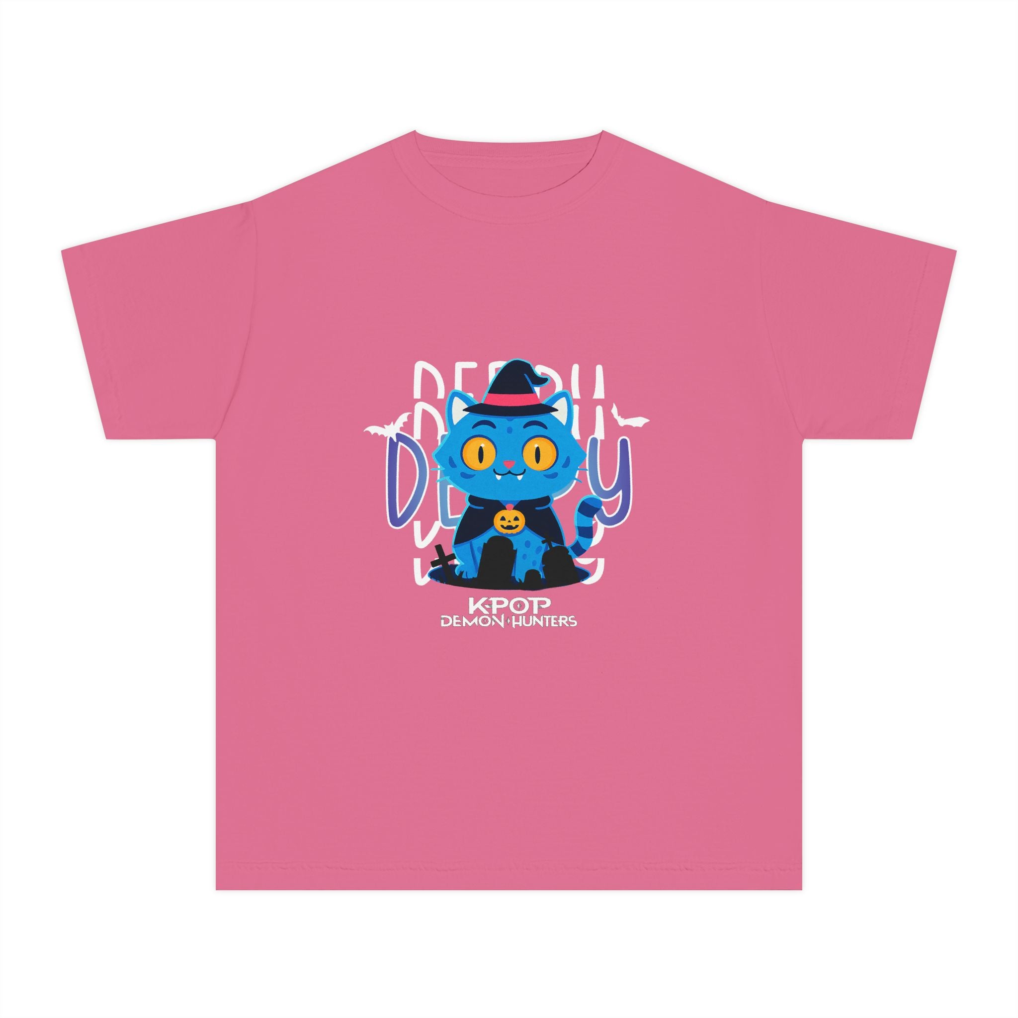 Youth Graphic Tee, TIGER Fun Kids T-Shirt, K-Pop Inspired Apparel, K-Pop Inspired Girl Demon Hunter -  Dark Fantasy Idol Illustration