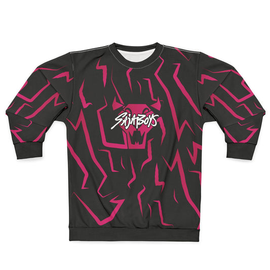 Dark Idol Demon Hunter, K-Pop Inspired Fantasy Character Sweatshirt | Neon Purple Lightning All-Over Print , Soda Pop Idol,  Gift, Fans