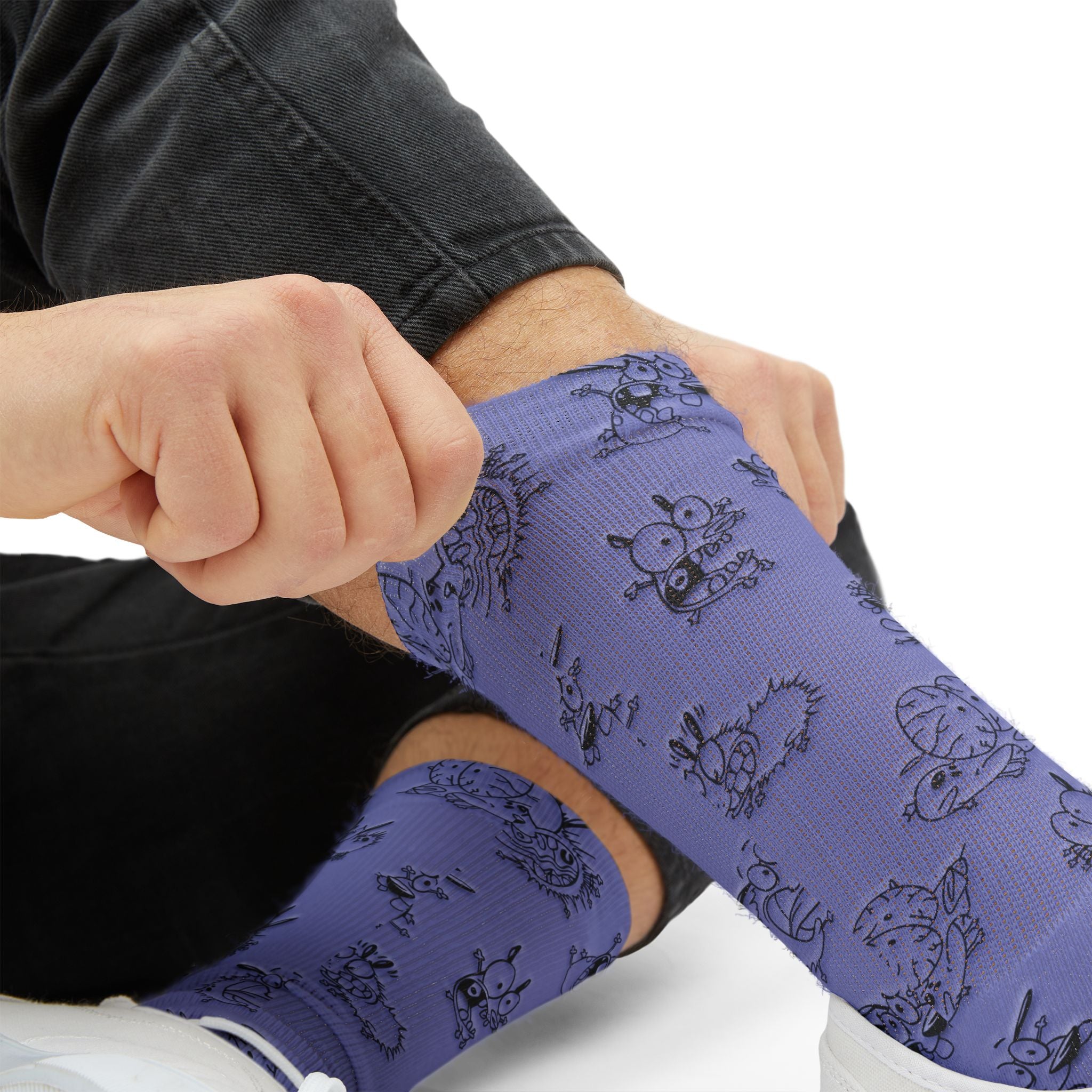 Sublimation Socks, Cowardly Cartoon Dog, Cartoon Character Socks, Fun Novelty Footwear, Unique Gift for Cartoon Fans