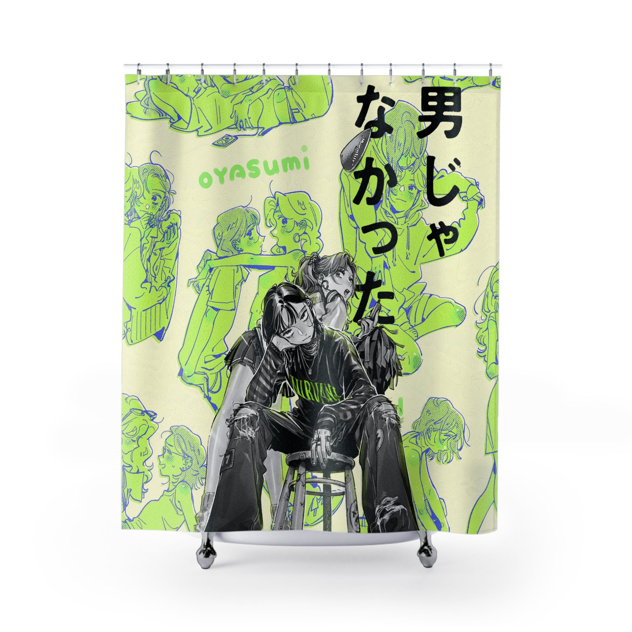 The Guy She Was Interested In Wasn't A Guy  Shower Curtain, Bath Decor, Colorful Bathroom Curtain, Mitsuki, Aya, Sumiko arai, Anime Yuri