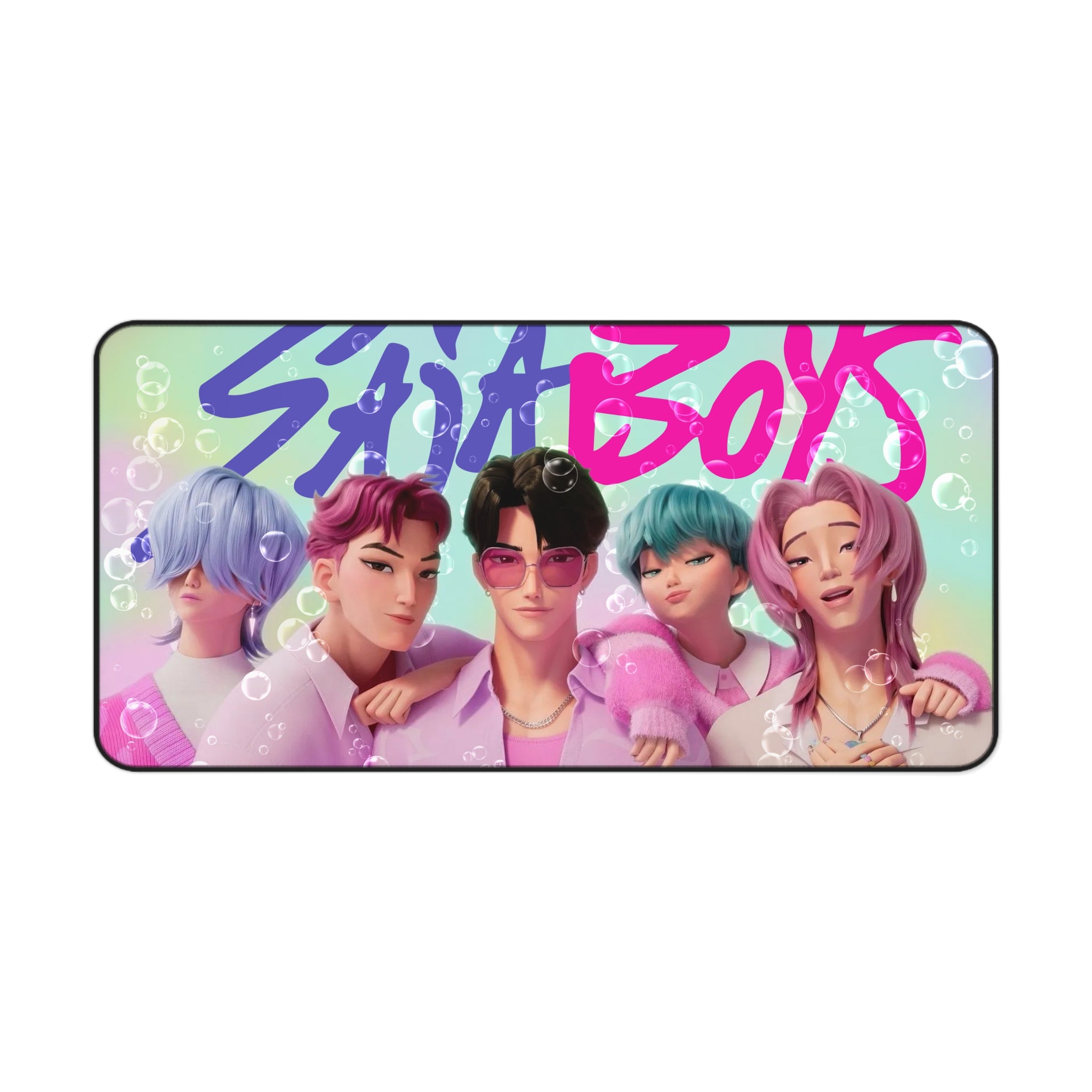 Soda Pop Style Demon Hunter Desk Mat Aesthetic, K-Pop Inspired Idol Illustration Mouse Pad, Matching Desk Accessories