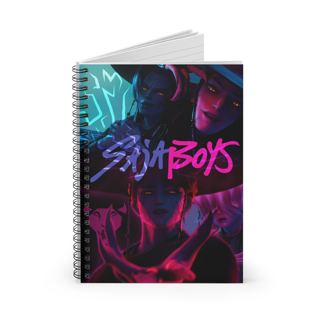 Dark Idol Demon Hunter Spiral Notebook - Ruled Line, K-Pop Inspired Fantasy Character, Creative Writing, School Supplies, Soda Pop Idol
