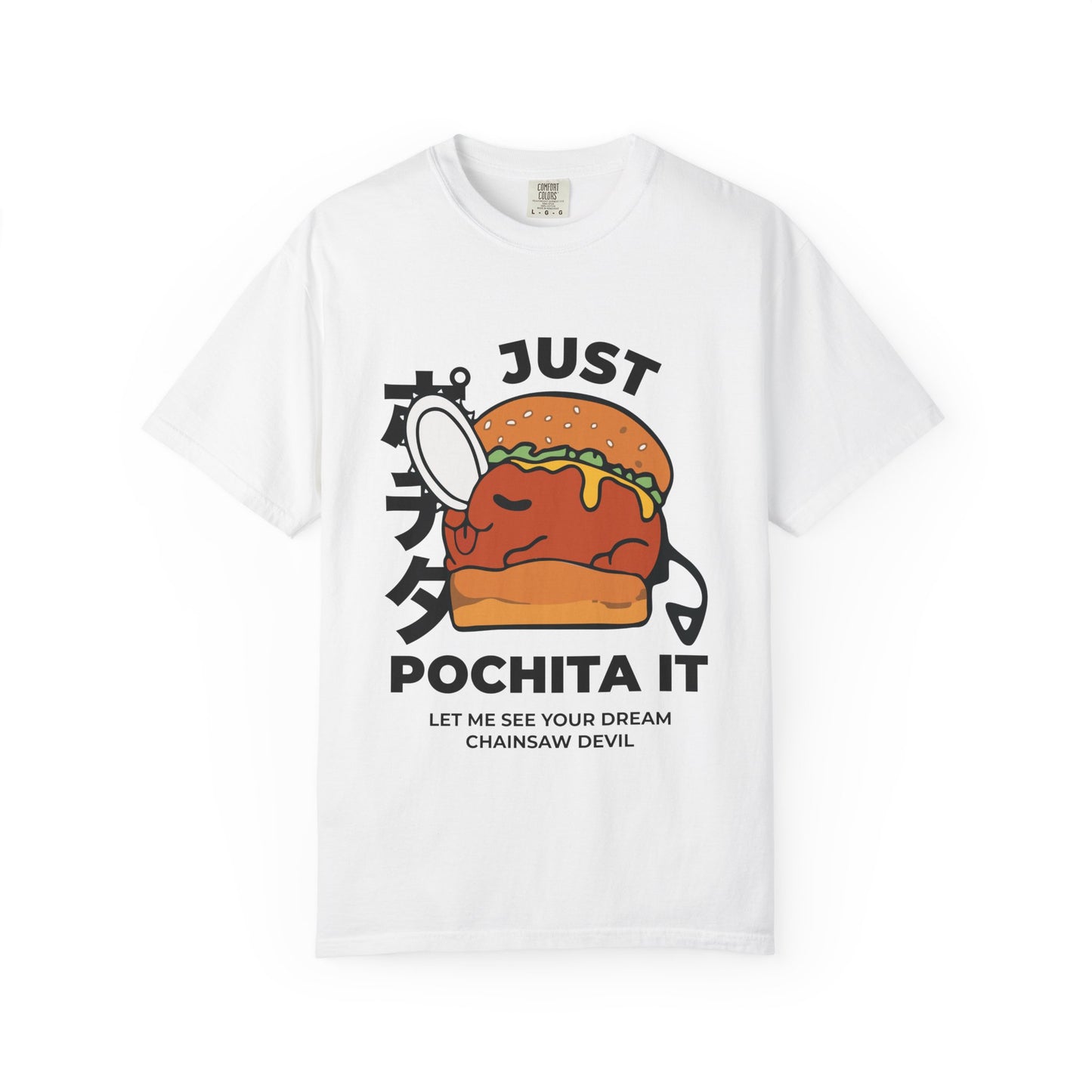 Cute Chainsaw Demon Art Print T-shirt , Anime, Manga, Kawaii Demon Pet