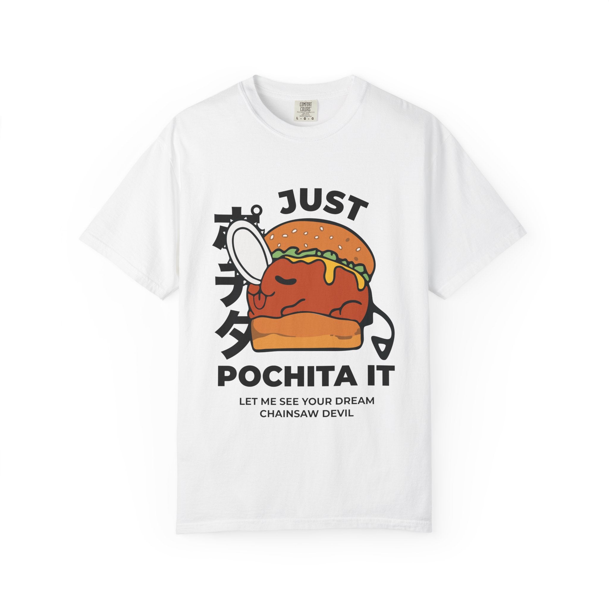 Cute Chainsaw Demon Art Print T-shirt , Anime, Manga, Kawaii Demon Pet