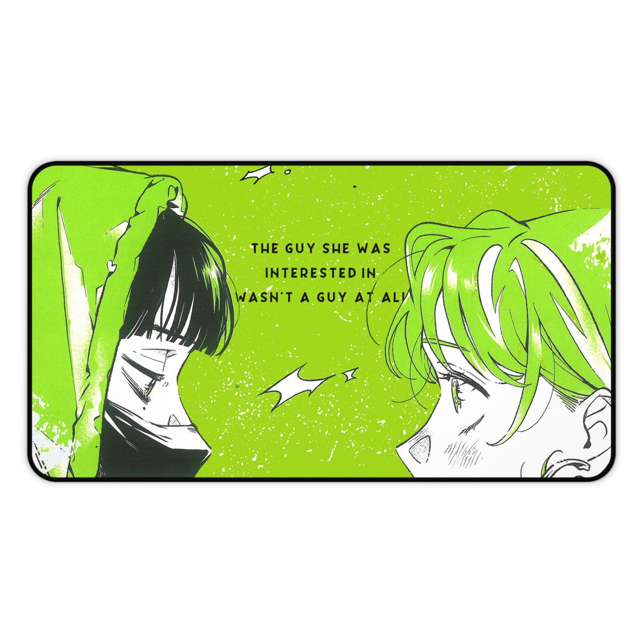 Green Yuri Desk Mat Aesthetic, Mouse Pad, Matching Desk Accessories - The Guy She Was Interested In Wasn't A Guy