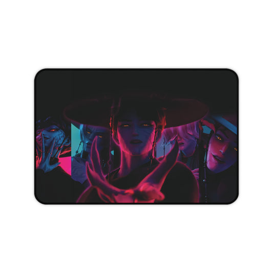Dark Idol Demon Hunter Mouse Pad,  K-Pop Inspired Fantasy Character Desk Mat Aesthetic, Matching Desk Accessories, Soda Pop Idol