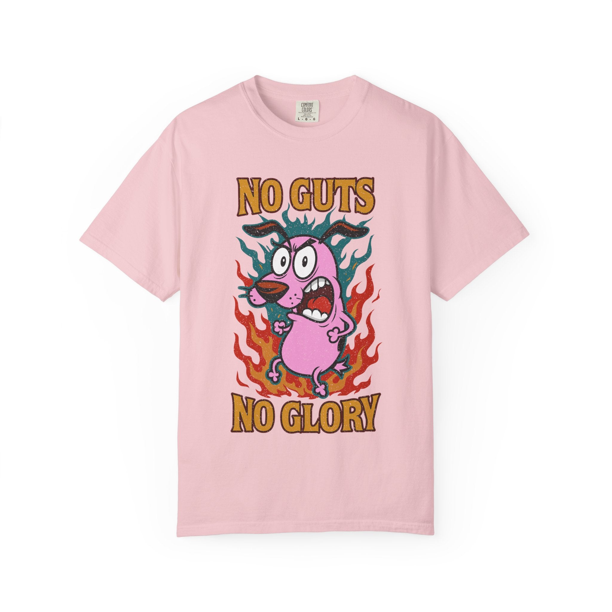 No Guts No Glory Cowardly Cartoon Dog T-Shirt, Retro Cartoon Tee, Unisex Graphic Tee, Funny Trendy Shirt cartoon character