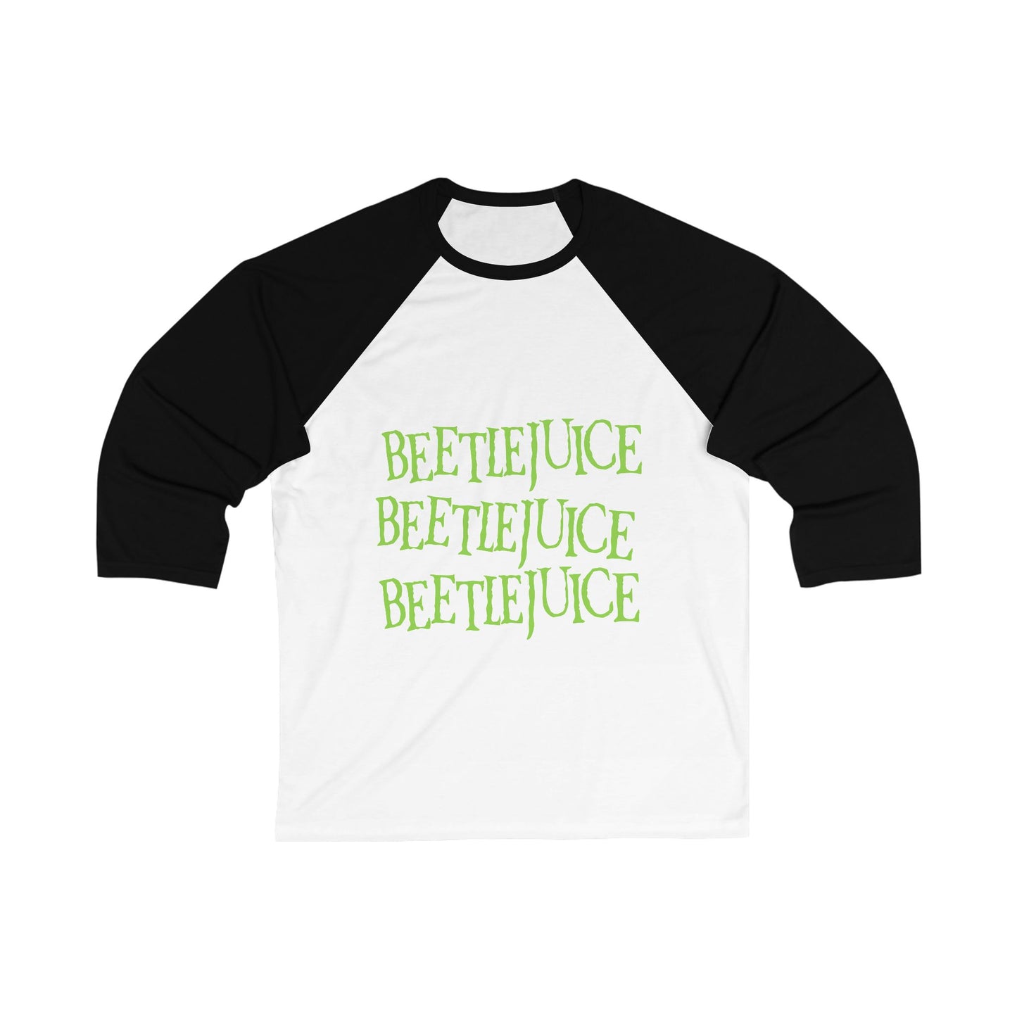 Beetlejuice Unisex Baseball Tee 3/4, Halloween Apparel, Movie Lover Shirt, Gift for Fans, Casual Wear, Classic Horror Tee, spooky lovers