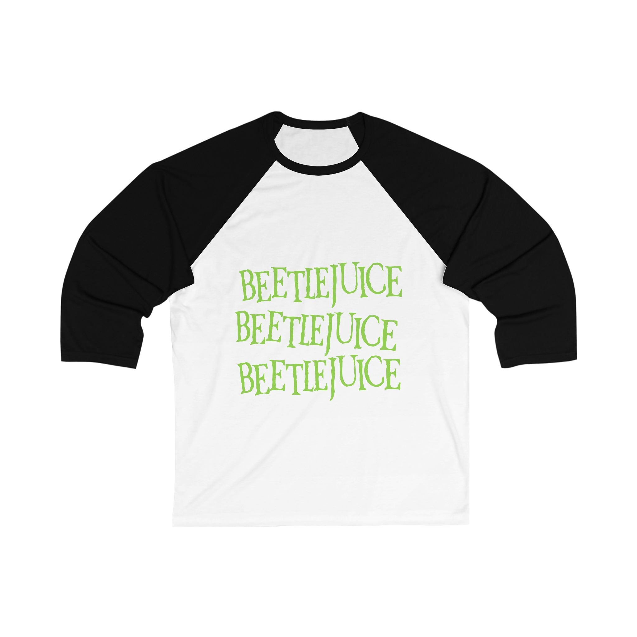Beetlejuice Unisex Baseball Tee 3/4, Halloween Apparel, Movie Lover Shirt, Gift for Fans, Casual Wear, Classic Horror Tee, spooky lovers