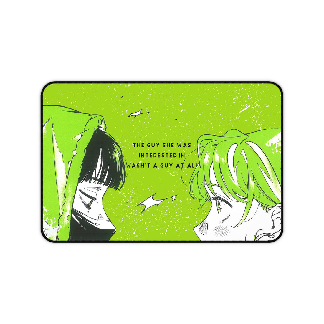 Green Yuri Desk Mat Aesthetic, Mouse Pad, Matching Desk Accessories - The Guy She Was Interested In Wasn't A Guy