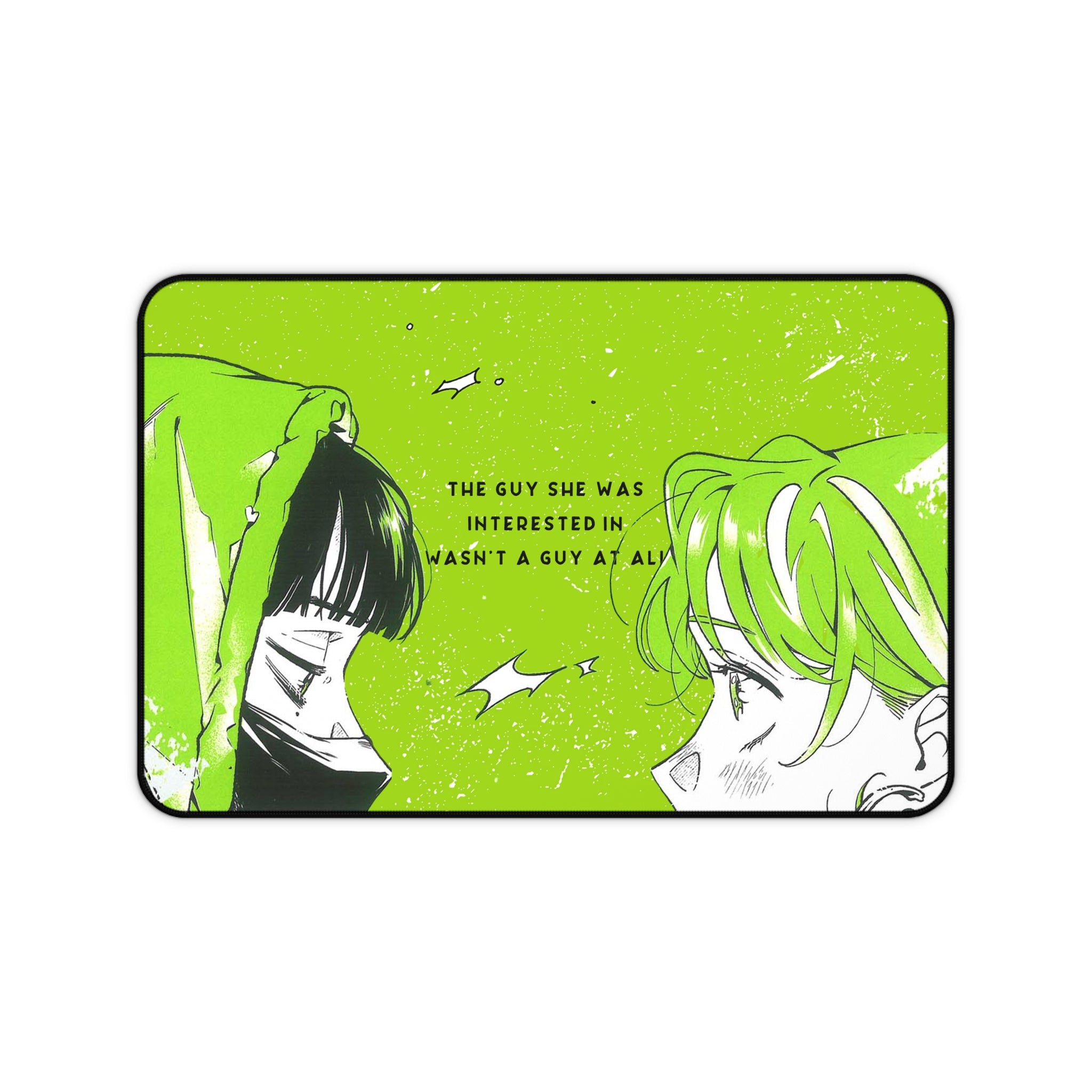 Green Yuri Desk Mat Aesthetic, Mouse Pad, Matching Desk Accessories - The Guy She Was Interested In Wasn't A Guy