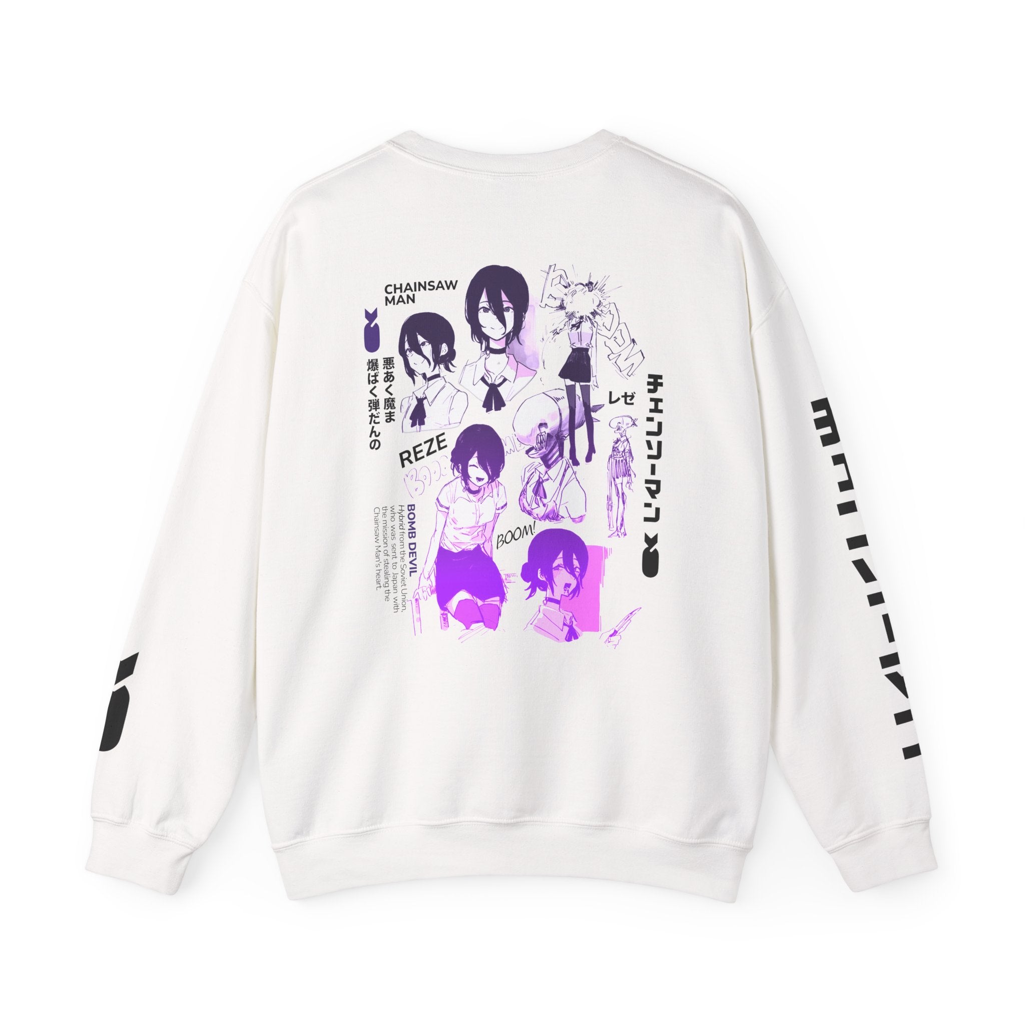 Reze Chainsaw Anime Character Crewneck Sweatshirt | Manga Art, Violet Accents Makima, Fujimoto, Power, Anime, Manga