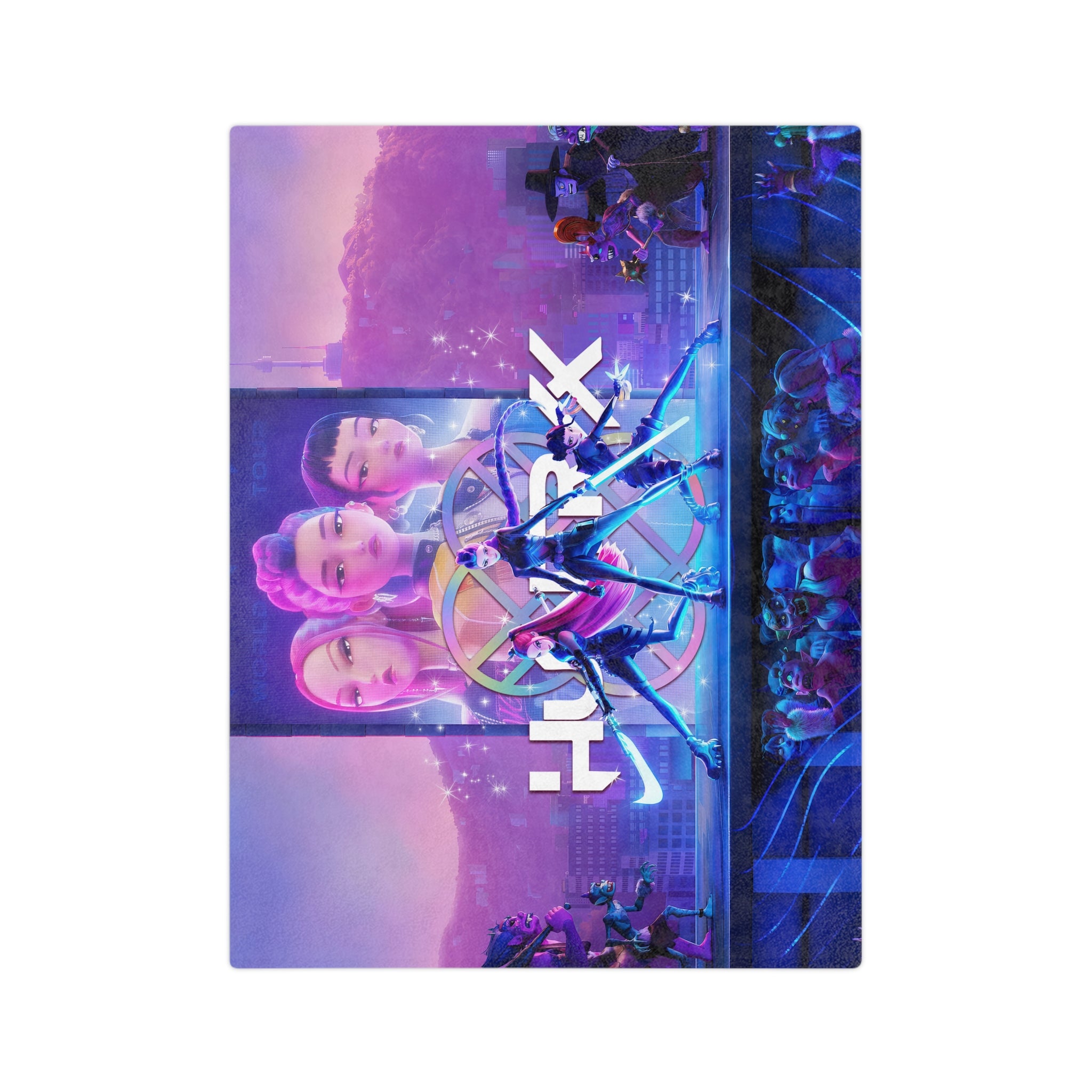 Velveteen Microfiber Blanket K-Pop Inspired Girl Demon Hunter, Dark Fantasy Idol Illustration, Gift, Fans