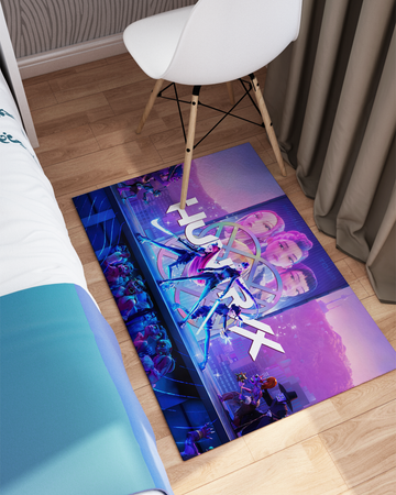 Vibrant Outdoor Rug K-Pop Inspired Girl Demon Hunter - Unique Rug for Indoor/Outdoor Use - Idol Illustration - Gift - Fans - anime