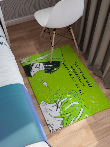 Vibrant Outdoor Rug The Guy She Was Interested In Wasn't A Guy - Unique Rug for Indoor/Outdoor Use, Mitsuki, Aya, Anime Yuri, Green Anime