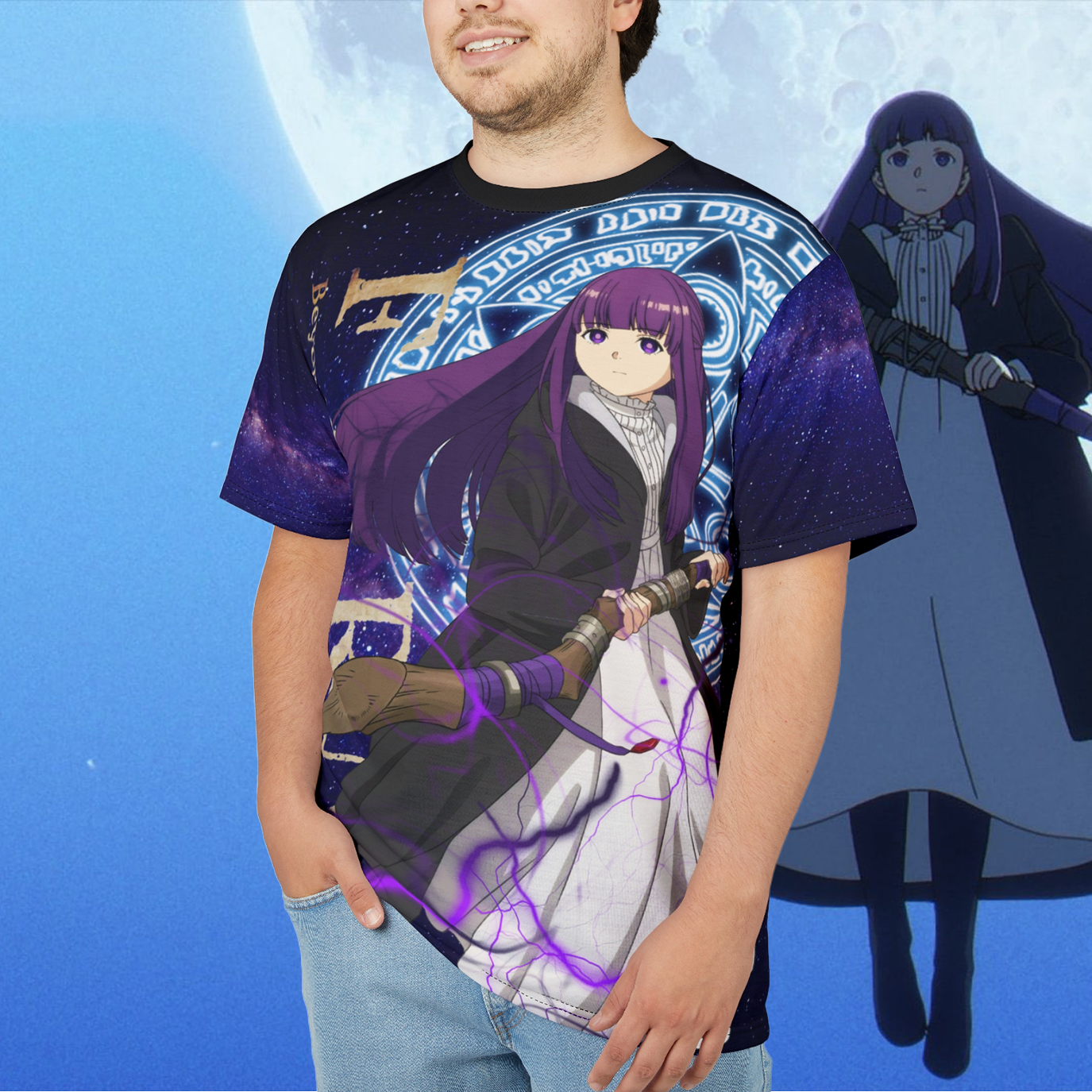 Fantasy Wizard - Fantasy Elf Mage, Beyond the Adventure Anime, Unisex Cut & Sew Tee (AOP) After the Journey