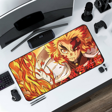 Rengoku Desk Mat Aesthetic, Mouse Pad, Matching Desk Accessories, Demon Slayer, Kyojuro Rengoku, Anime Gaming Pad, Kimetsu no Yaiba
