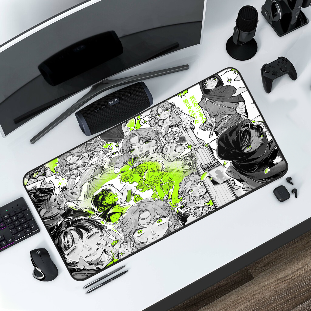 Yuri Desk Mat Aesthetic, Mouse Pad, Matching Desk Accessories - The Guy She Was Interested In Wasn't A Guy